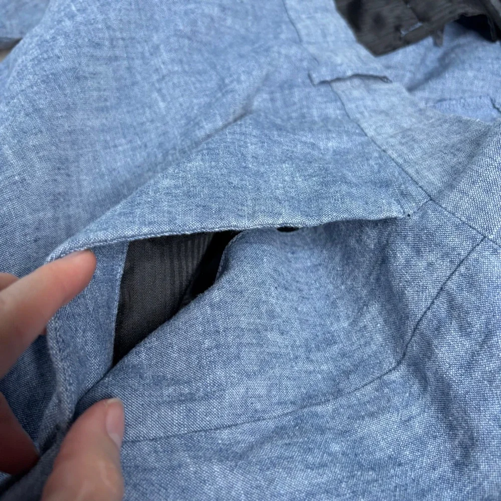 Perry Ellis Mens Blue Linen Cotton Blend Chambray Pants 38x32 MA6111